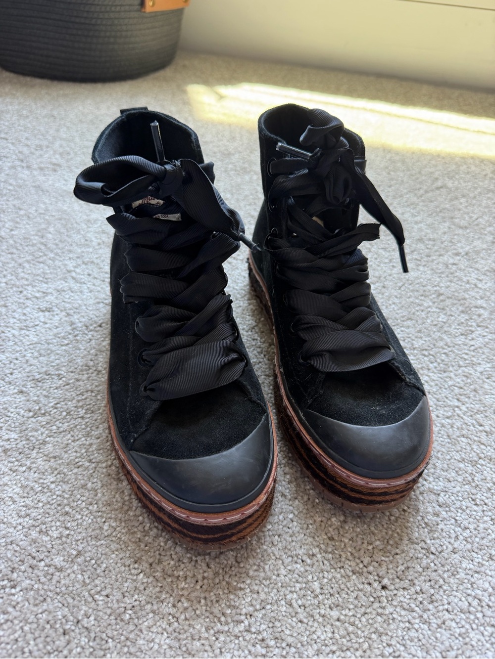 Scotch & Soda Black Suede High-Top Platform Boots